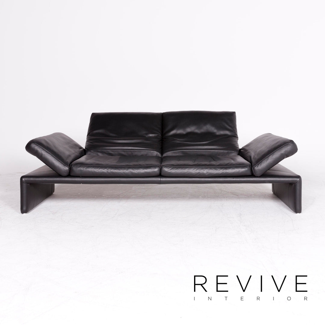 Koinor Raoul canapé en cuir design noir en cuir véritable canapé trois places #8647