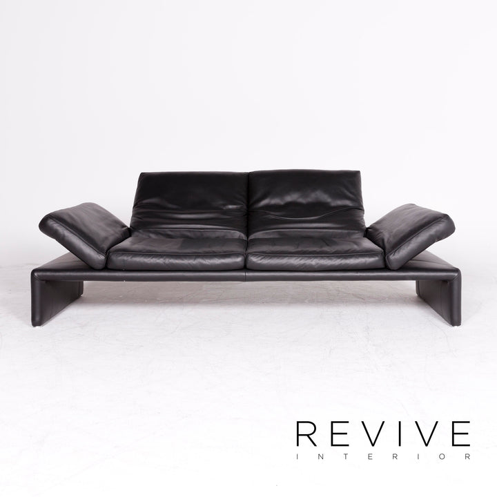 Koinor Raoul canapé en cuir design noir en cuir véritable canapé trois places #8647