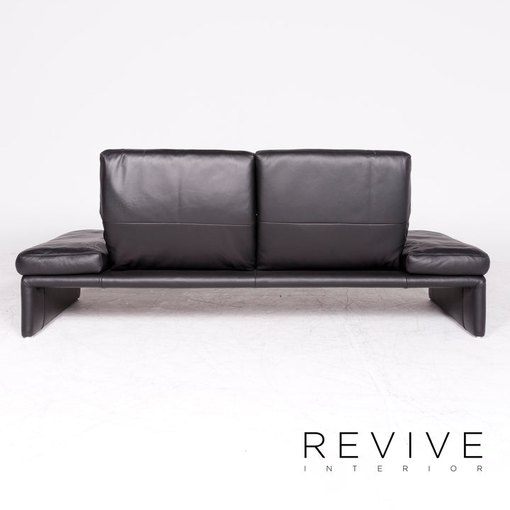 Koinor Raoul canapé en cuir design noir en cuir véritable canapé trois places #8647