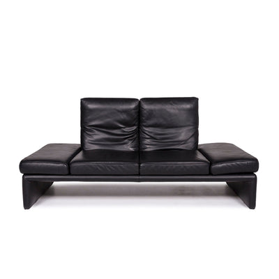 Koinor Raoul Leder Sofa Schwarz Zweisitzer Funktion Couch #11916