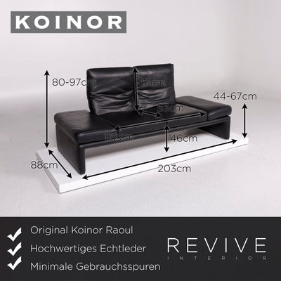 Koinor Raoul Leder Sofa Schwarz Zweisitzer Funktion Couch #11916