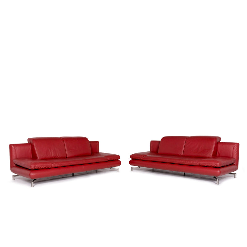 Koinor Rigoletto Leder Sofa Garnitur Rot 2x Zweisitzer 