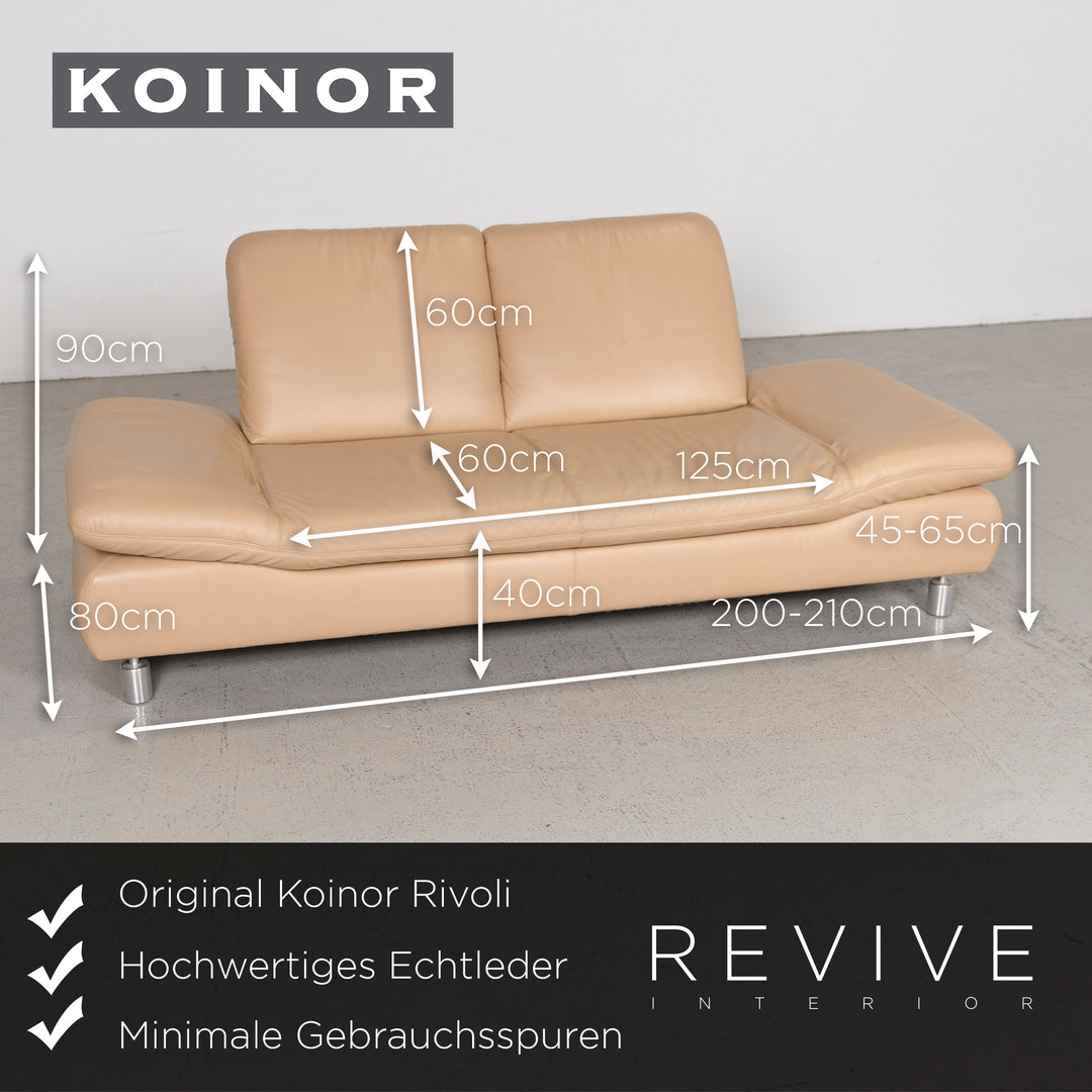 Koinor Rivoli Leather Sofa Beige Real Leather Two Seater Couch #7645