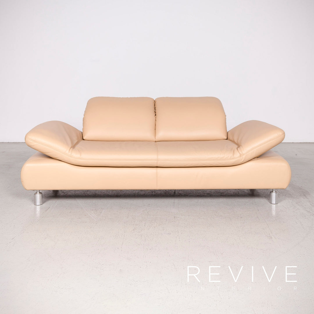 Koinor Rivoli Designer Leder Sofa Beige Echtleder Zweisitzer Couch #7787