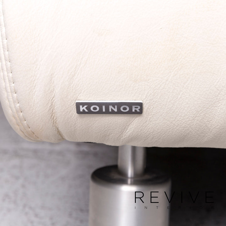 Koinor Rivoli Designer Leather Sofa Cream Three Seater Couch #9371