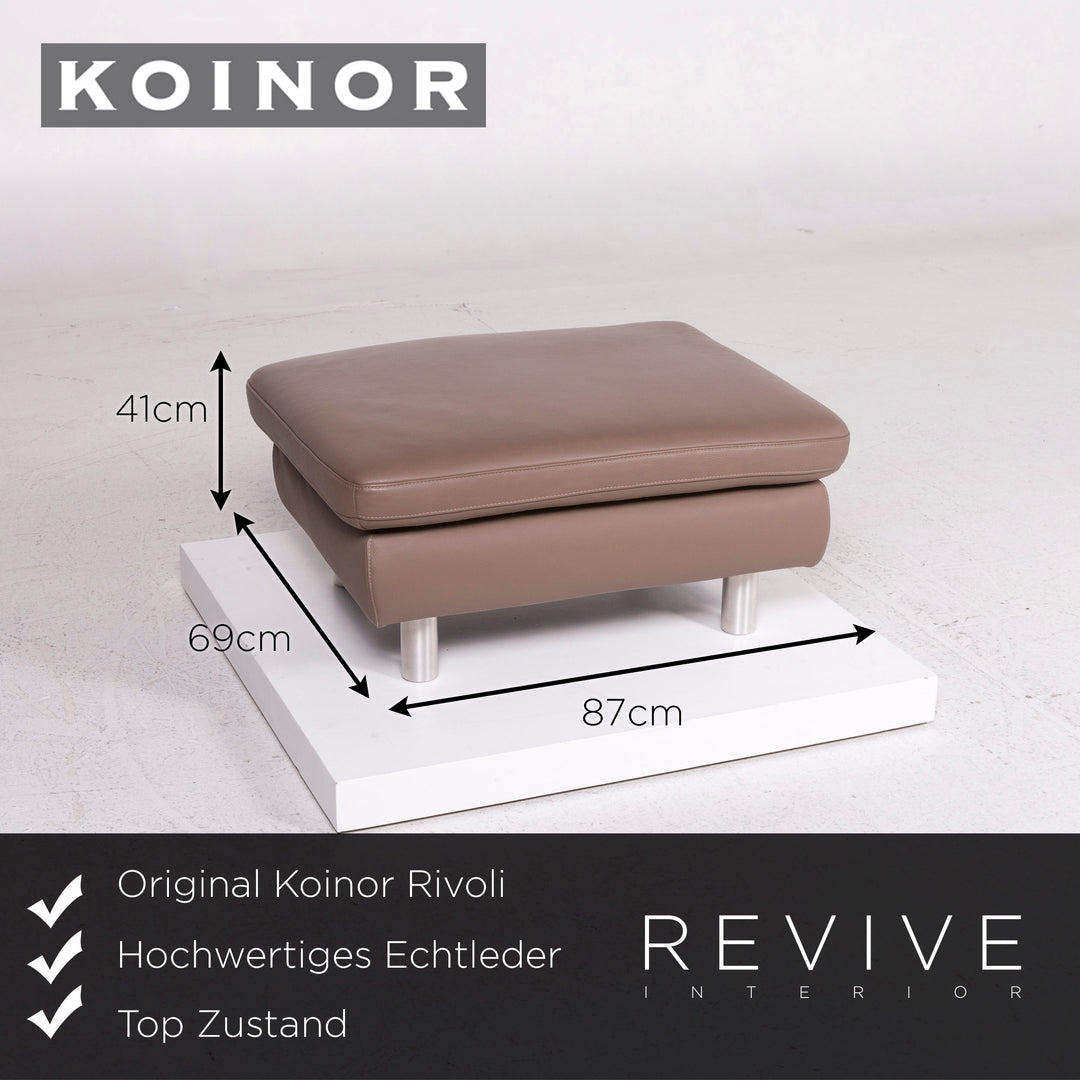 Koinor Rivoli Leather Sofa Set Brown Mud 1x Two Seater 1x Stool #12089