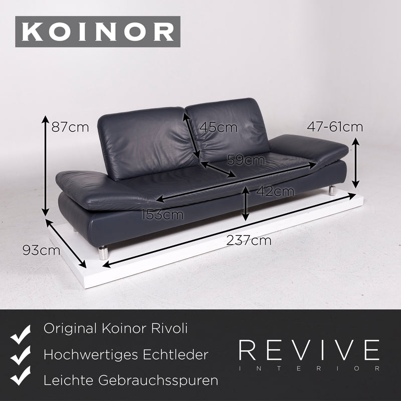 Koinor Rivoli Leder Sofa Blau Graublau Zweisitzer Funktion Couch 