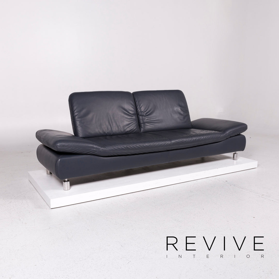 Koinor Rivoli Leder Sofa Blau Graublau Zweisitzer Funktion Couch #12094