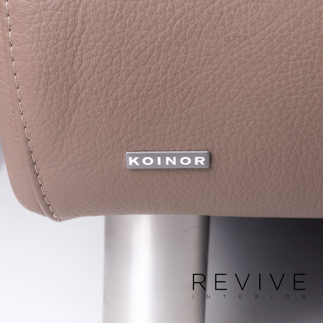 Koinor Rivoli Leather Sofa Set Brown Mud 1x Two Seater 1x Stool #12089