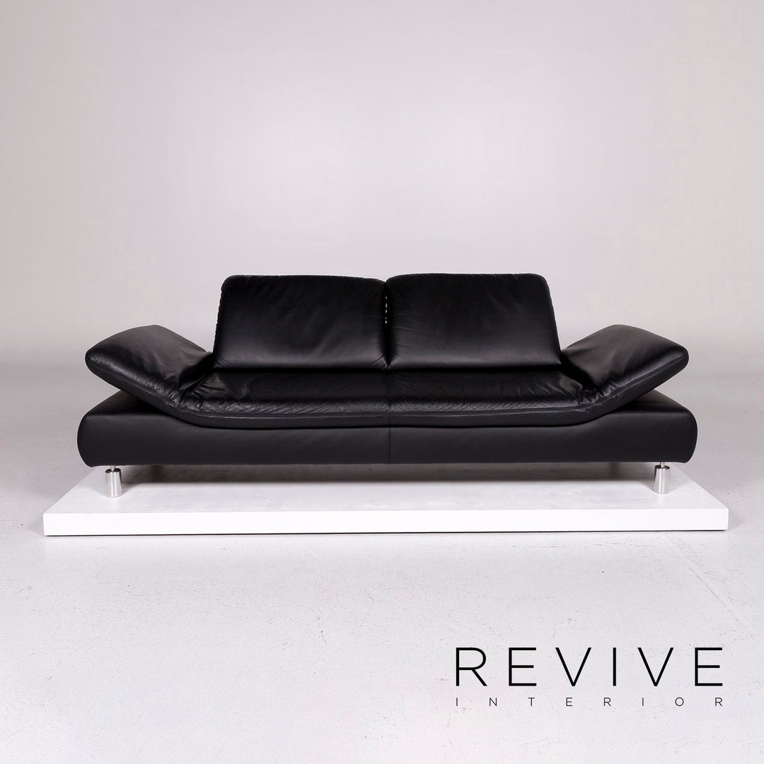 Koinor Rivoli Leder Sofa Schwarz Dreisitzer Funktion Relaxfunktion Couch #11326