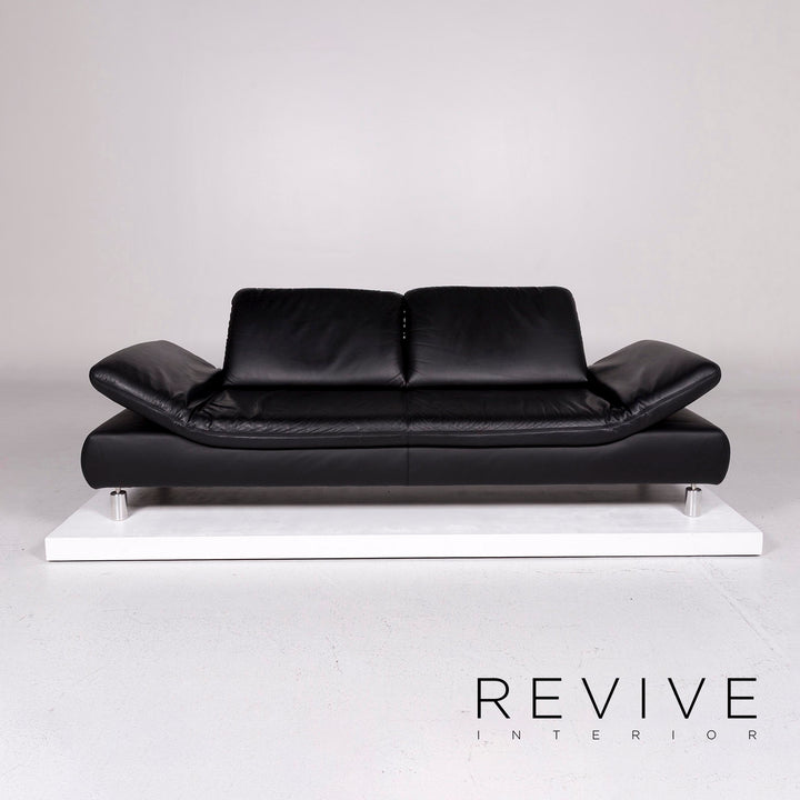 Koinor Rivoli Leder Sofa Schwarz Dreisitzer Funktion Relaxfunktion Couch #11326