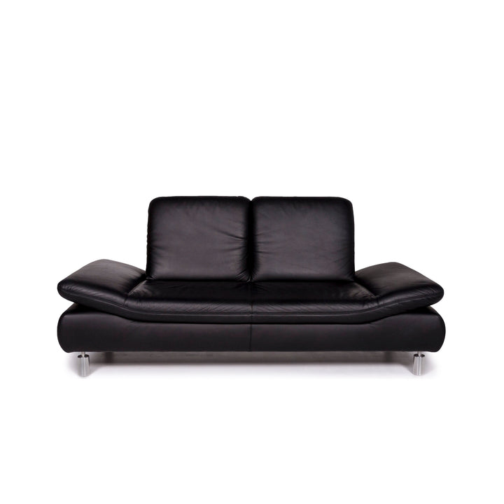 Koinor Rivoli Leder Sofa Schwarz Zweisitzer Funktion Couch #11325