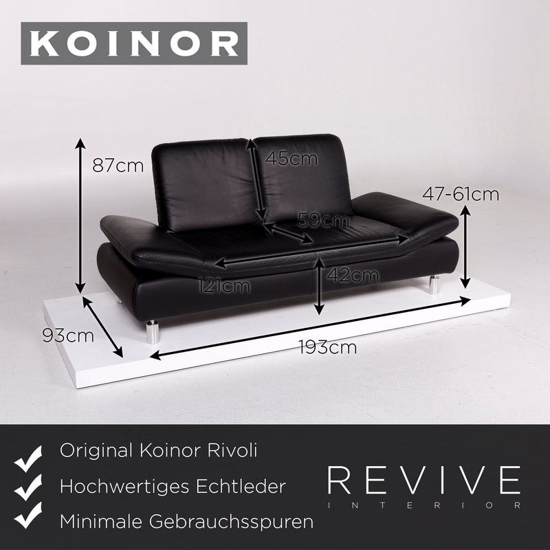 Koinor Rivoli Leder Sofa Schwarz Zweisitzer Funktion Couch 