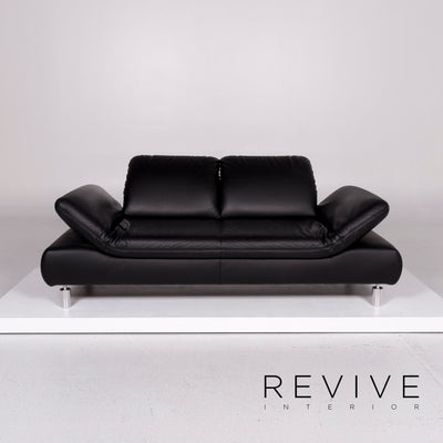 Koinor Rivoli Leder Sofa Schwarz Zweisitzer Funktion Couch #11325