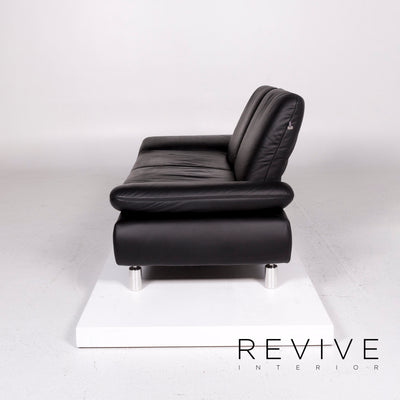 Koinor Rivoli Leder Sofa Schwarz Zweisitzer Funktion Couch #11325