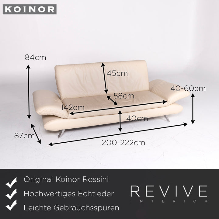 Koinor Rossini Leather Sofa Beige Three Seater Couch #9084
