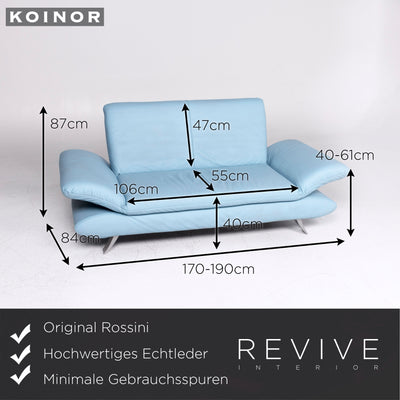 Koinor Rossini Designer Leder Sofa Blau Zweisitzer #9306