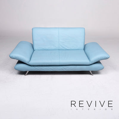 Koinor Rossini Designer Leder Sofa Blau Zweisitzer #9306