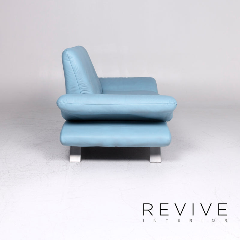 Koinor Rossini Designer Leder Sofa Blau Zweisitzer 