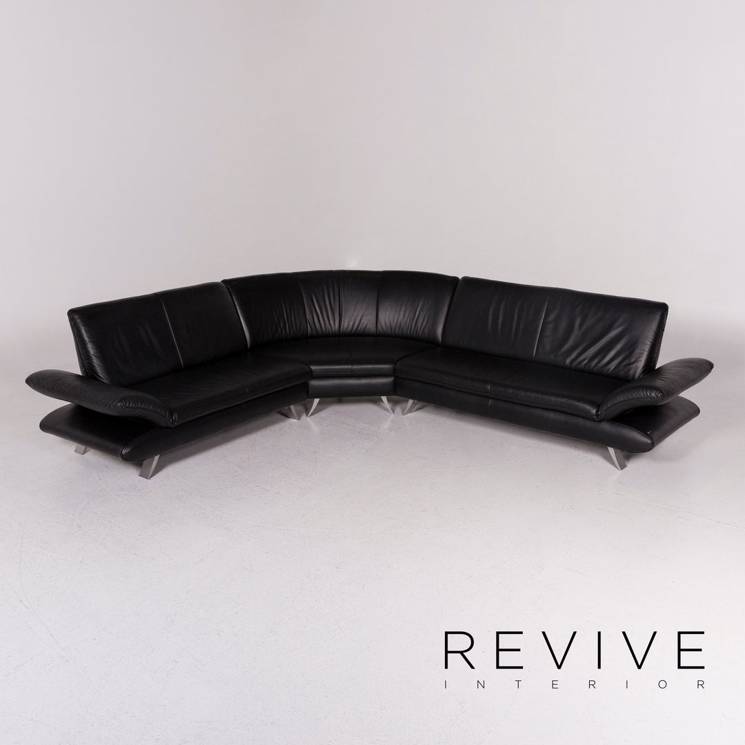 Koinor Rossini Leather Corner Sofa Black Sofa Couch #12085