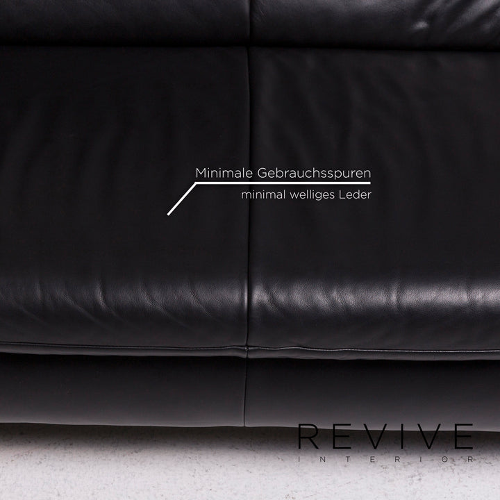 Koinor Rossini Leather Corner Sofa Black Sofa Couch #12085