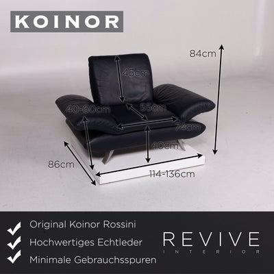 Koinor Rossini Leder Sofa Garnitur Dunkelblau Dreisitzer Zweisitzer Sessel #11421