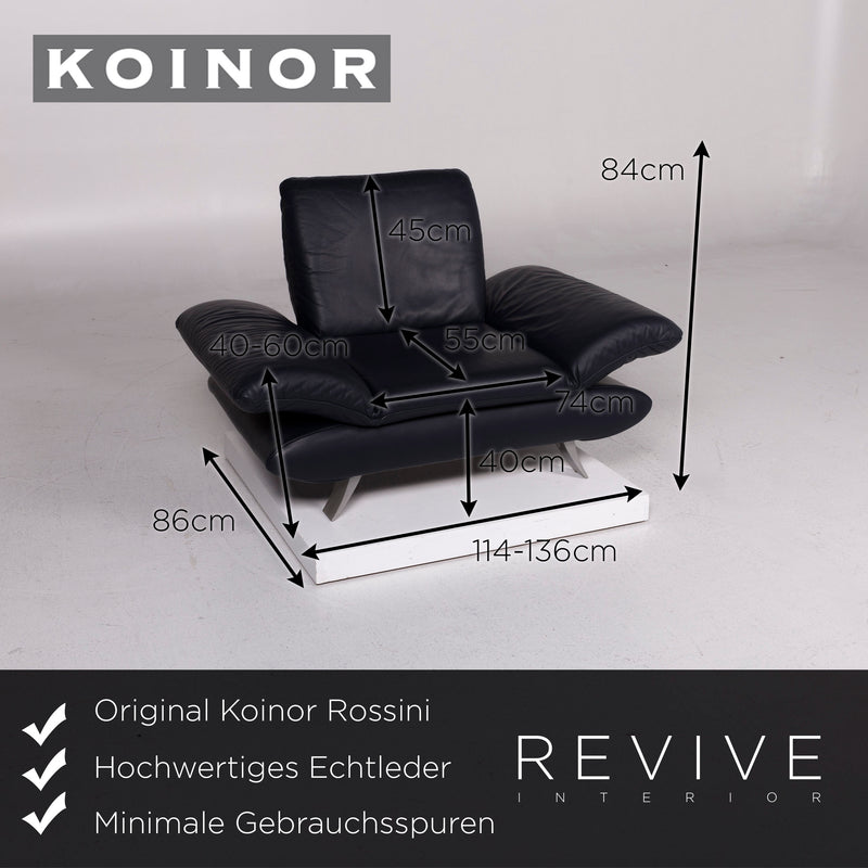 Koinor Rossini Leder Sofa Garnitur Dunkelblau Dreisitzer Zweisitzer Sessel 