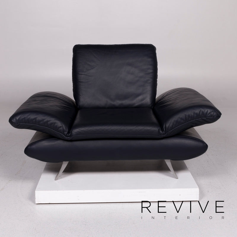 Koinor Rossini Leder Sofa Garnitur Dunkelblau Dreisitzer Zweisitzer Sessel 