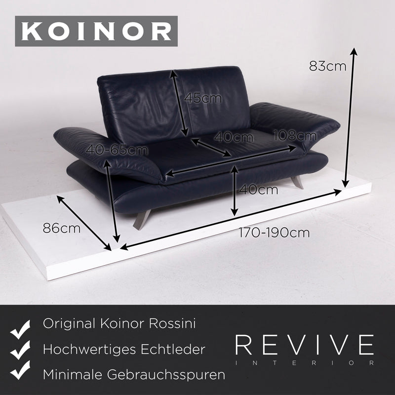 Koinor Rossini Leder Sofa Blau Zweisitzer 