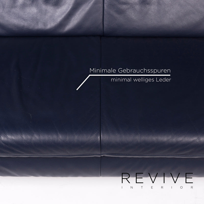Koinor Rossini Leder Sofa Blau Zweisitzer 