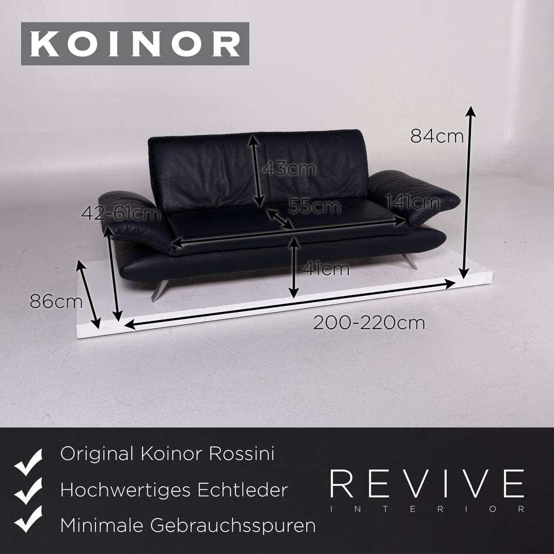 Koinor Rossini Leather Sofa Dark Blue Three Seater #11302