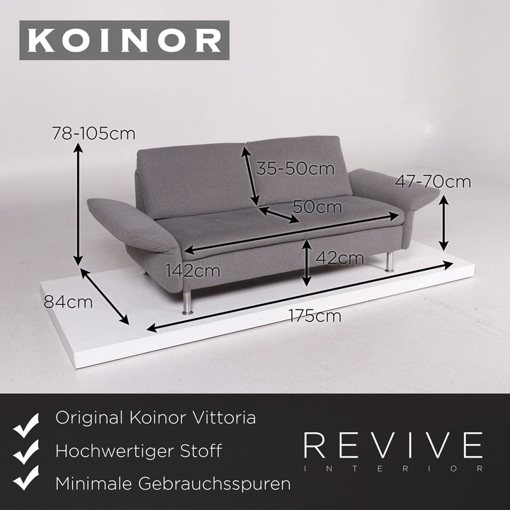 Koinor Vittoria Stoff Sofa Grau Zweisitzer Funktion Couch #11606