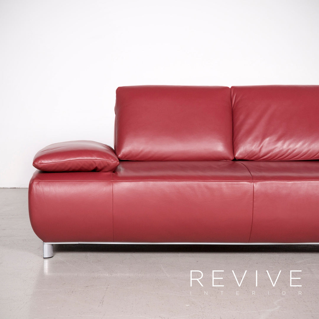 Koinor Volare Designer Leder Sofa Rot Echtleder Dreisitzer Couch #7585