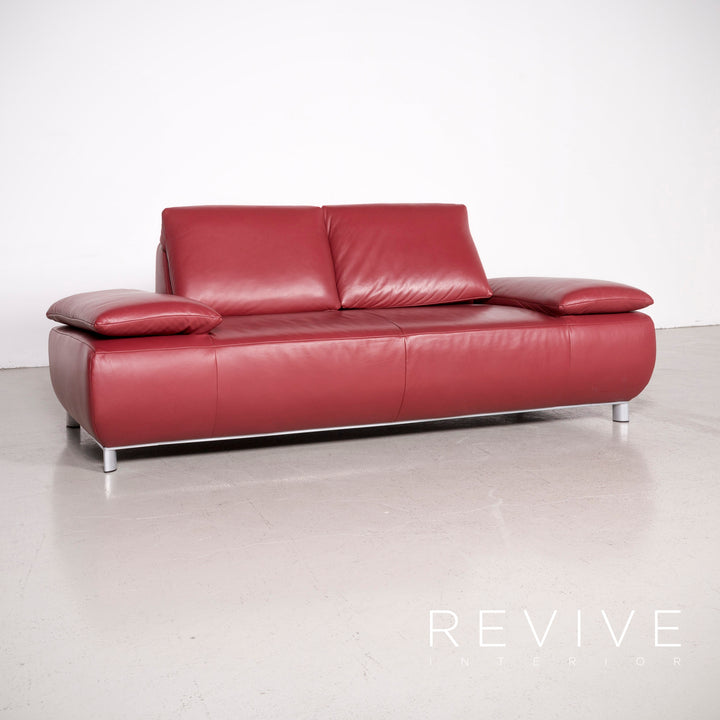 Koinor Volare Designer Leder Sofa Rot Echtleder Dreisitzer Couch #7585