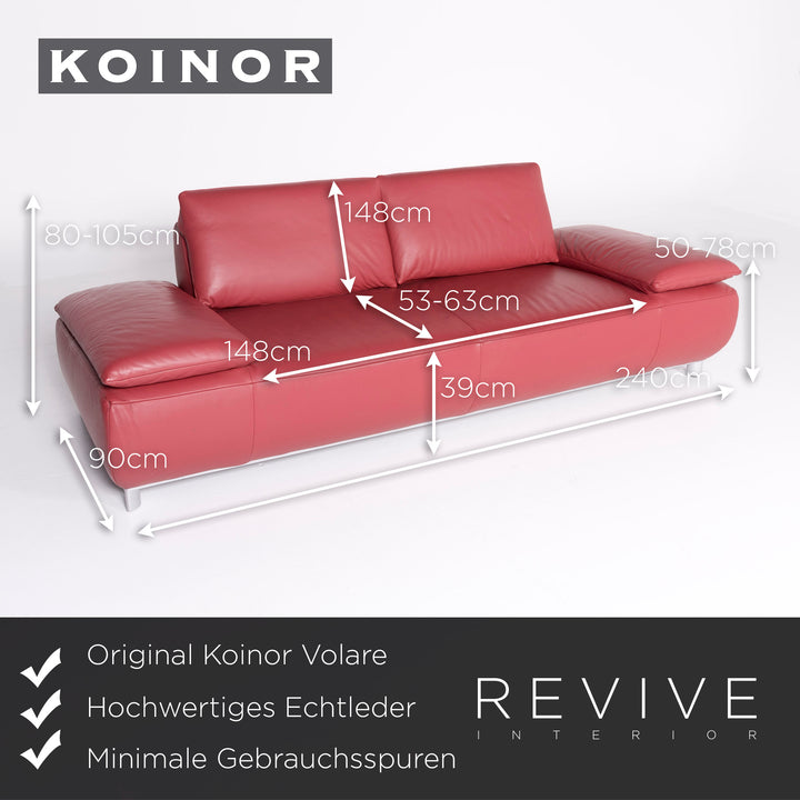 Koinor Volare canapé en cuir rouge canapé trois places en cuir véritable #8360