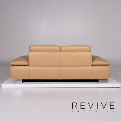 Koinor Volare Leder Sofa Garnitur Beige 1x Zweisitzer 1x Hocker Funktion #11047