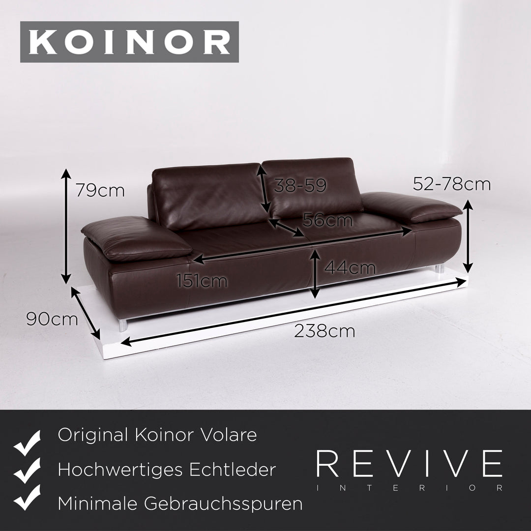 Koinor Volare Leder Sofa Braun Dreisitzer Couch #10943