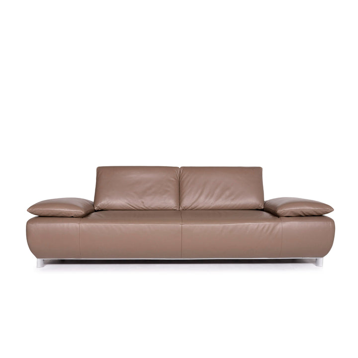 Koinor Volare Leather Sofa Brown Mud Three Seater Function Couch #10715