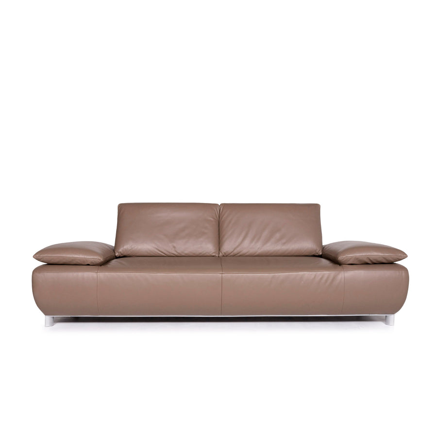 Koinor Volare Leather Sofa Brown Mud Three Seater Function Couch #10715