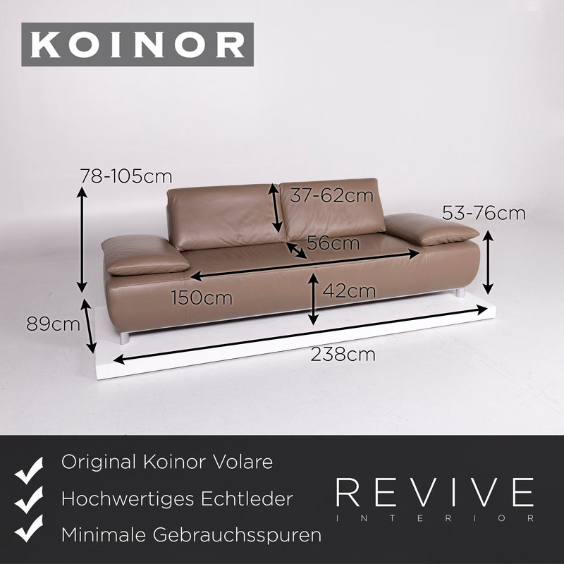 Koinor Volare Leder Sofa Garnitur Braun Schlamm 1x Dreisitzer 1x Hocker 