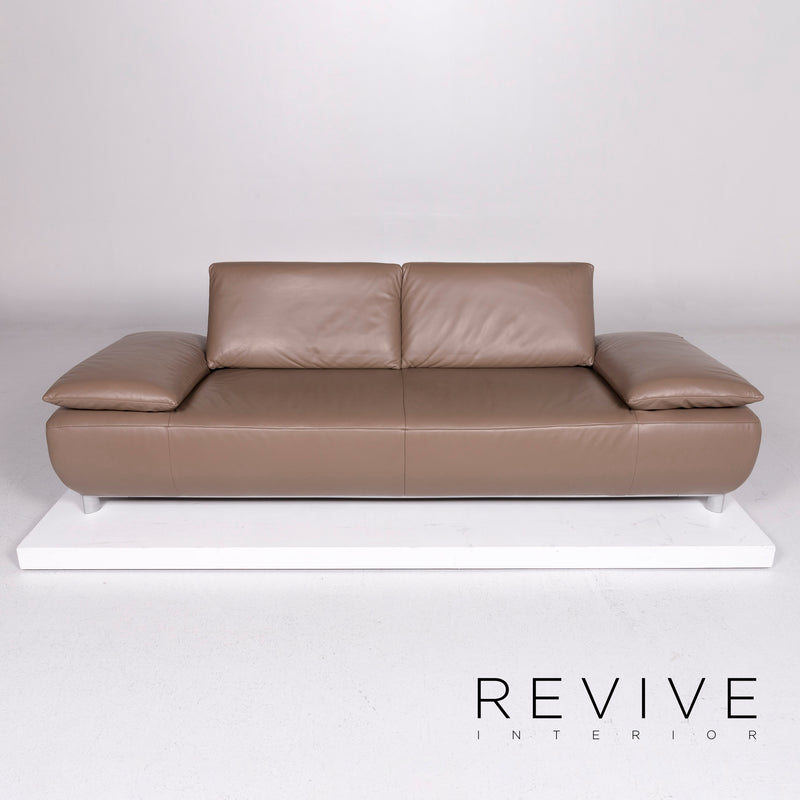 Koinor Volare Leder Sofa Garnitur Braun Schlamm 1x Dreisitzer 1x Hocker 