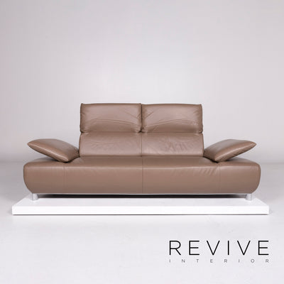 Koinor Volare Leder Sofa Garnitur Braun Schlamm 1x Dreisitzer 1x Hocker #10715