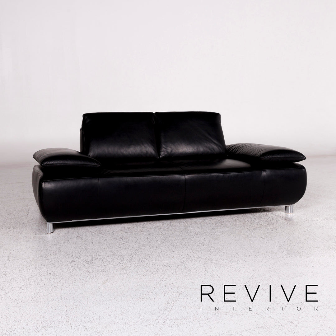 Koinor Volare Leder Sofa Schwarz Zweisitzer Couch #10215