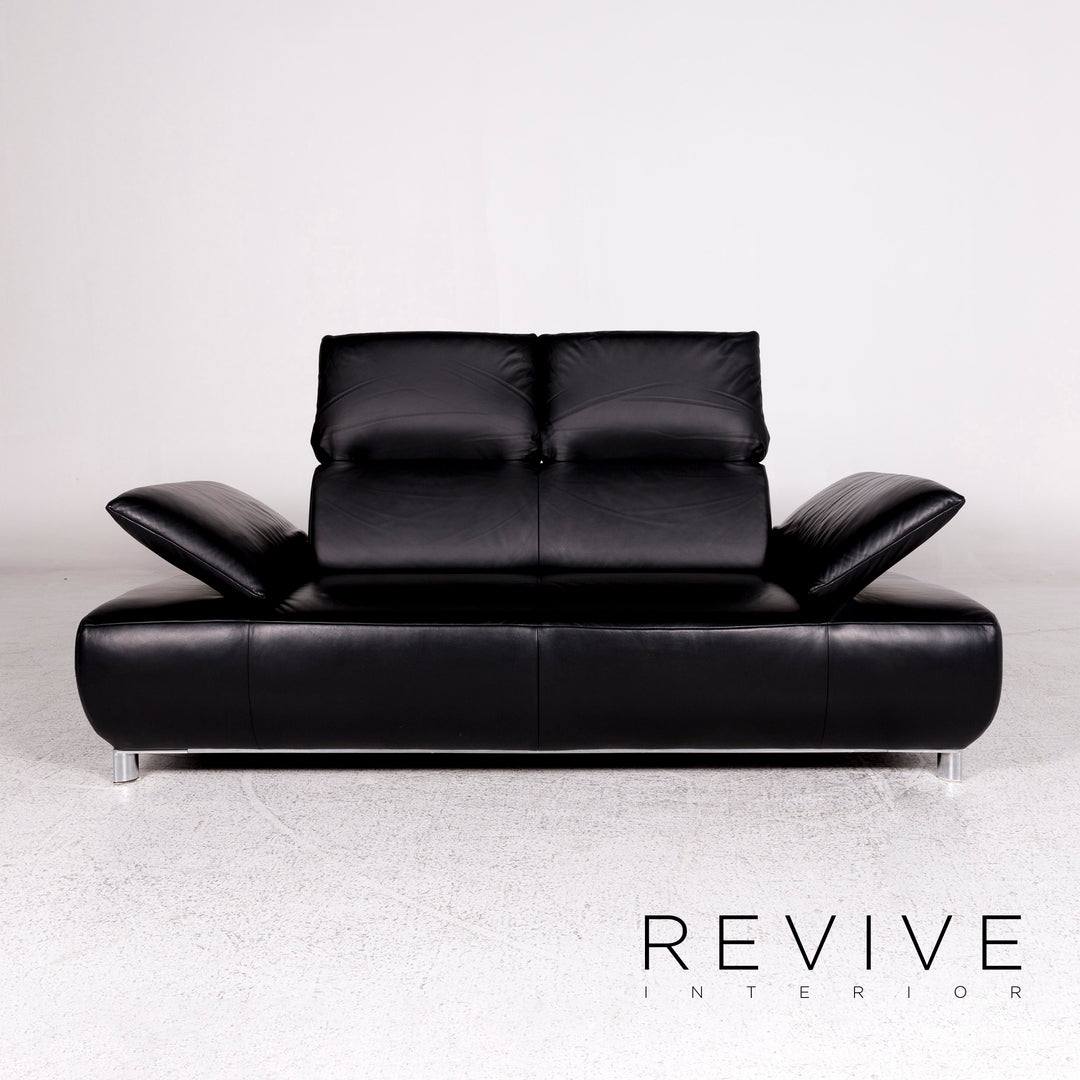 Koinor Volare Leder Sofa Schwarz Zweisitzer Couch #10215