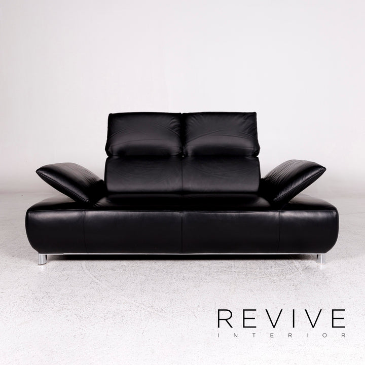 Koinor Volare Leder Sofa Schwarz Zweisitzer Couch #10215
