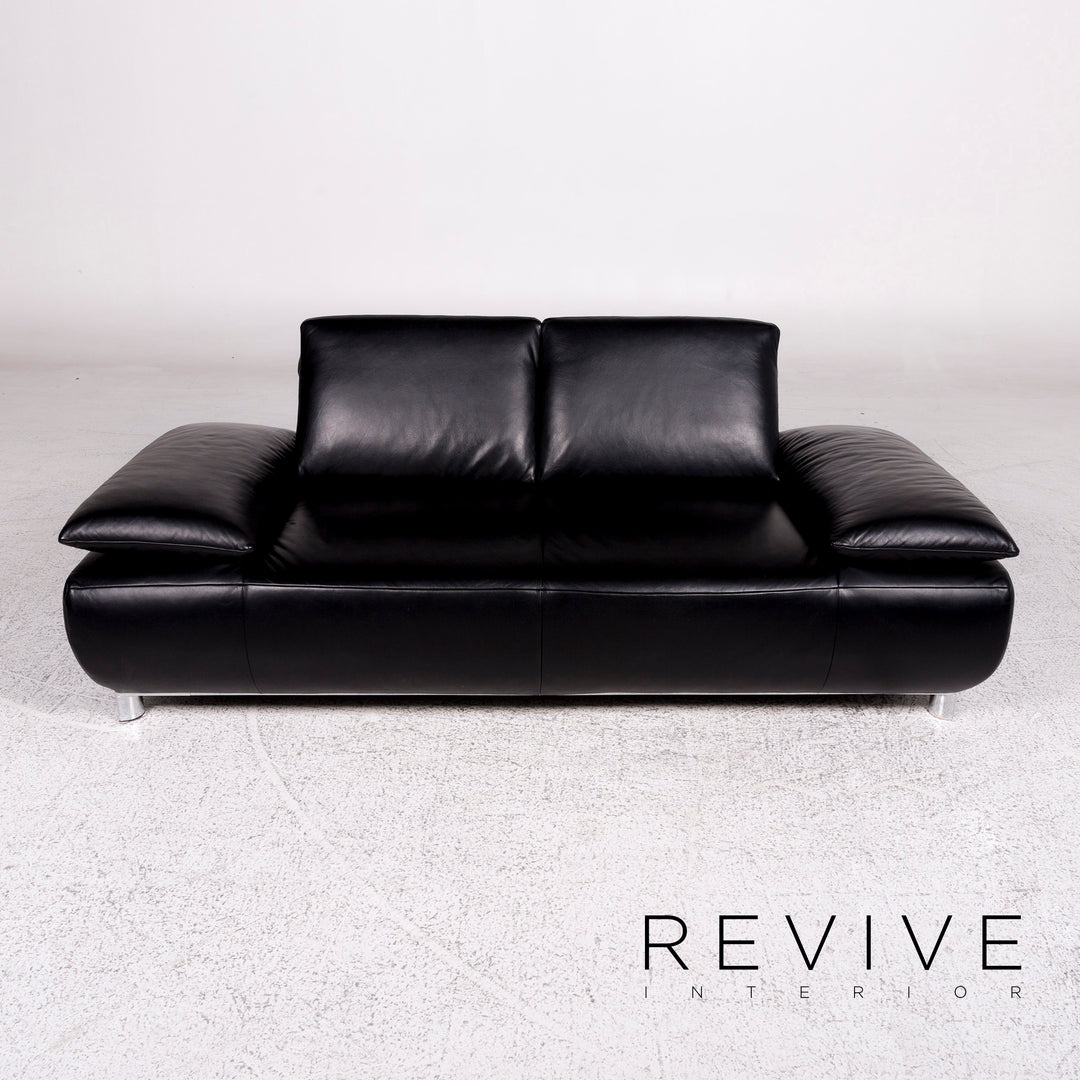 Koinor Volare Leder Sofa Schwarz Zweisitzer Couch #10215