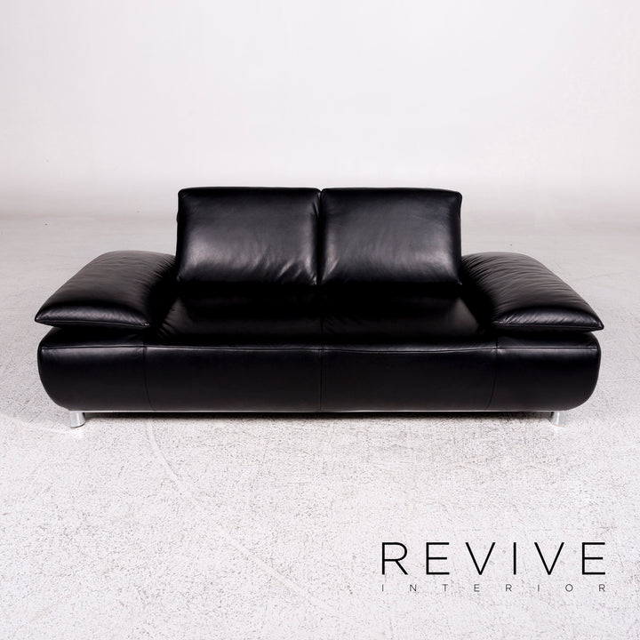 Koinor Volare Leder Sofa Schwarz Zweisitzer Couch #10215