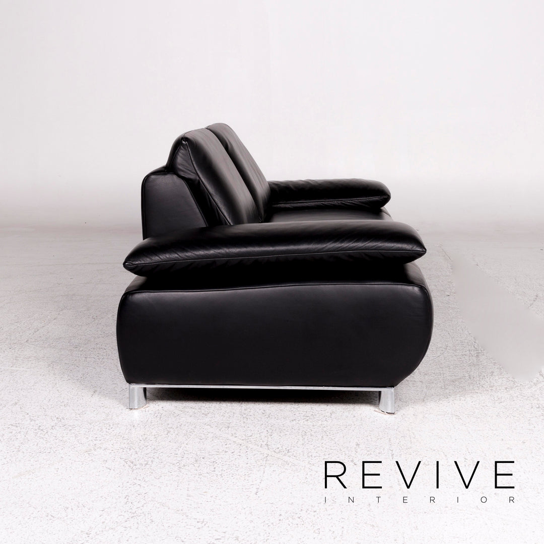 Koinor Volare Leder Sofa Schwarz Zweisitzer Couch #10215