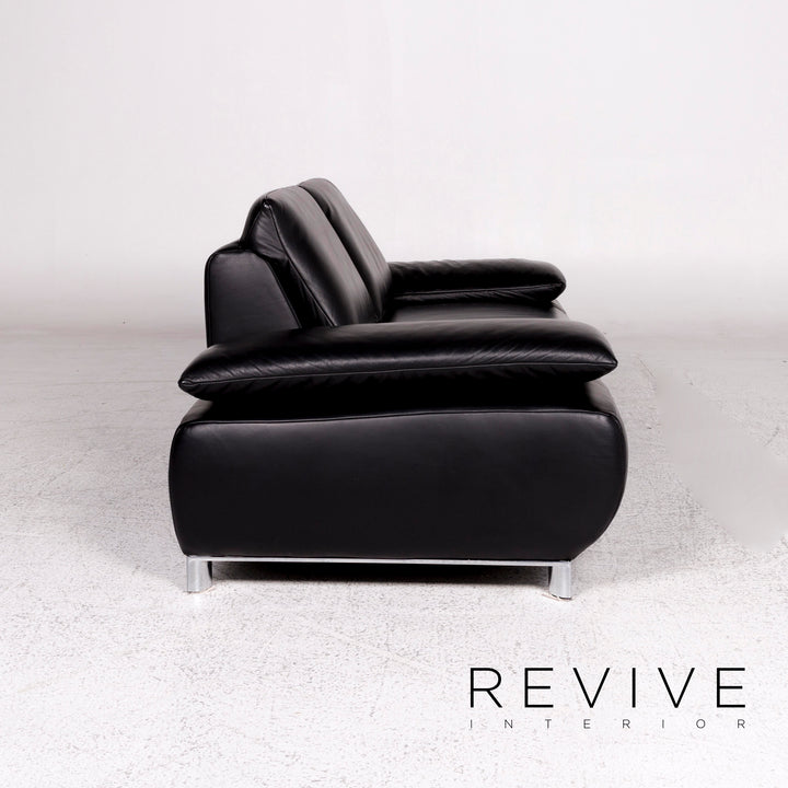 Koinor Volare Leder Sofa Schwarz Zweisitzer Couch #10215