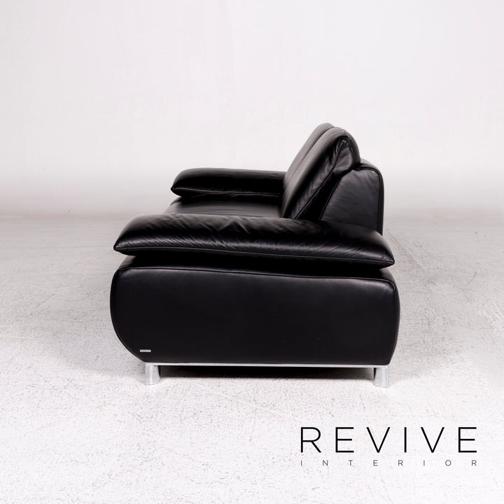 Koinor Volare Leder Sofa Schwarz Zweisitzer Couch #10215